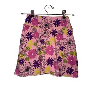 Tranquility Girl Pink Floral Skort Medium Elastic Waist Stretchy Shorts Lined